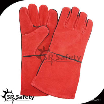 SRSAFETY längeres rotes Sicherheitsschweißen Lederhandschuhe